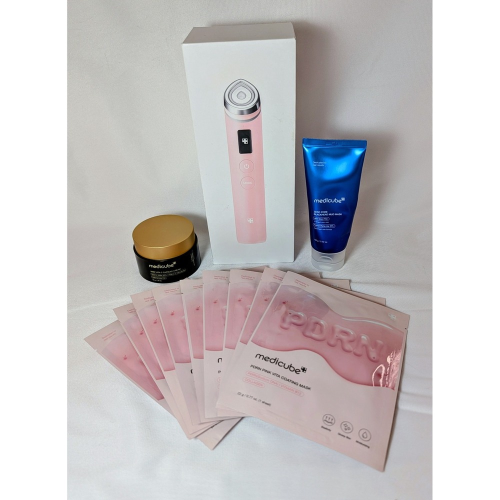 Medicube Pink Age-R Booster Pro 6-in-1 Facial Device Bundle with Masks and Cream
